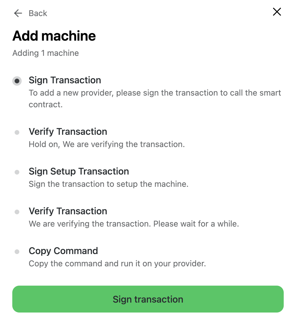 Sign transaction to initiate compute registration on NodeOps Network Testnet