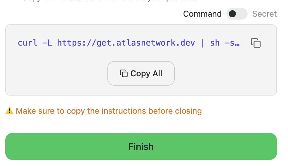 Copy command for connecting compute with NodeOps Network