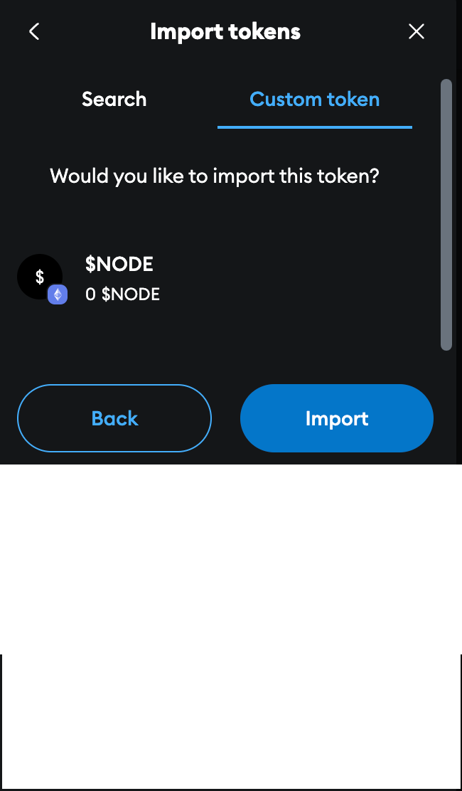 Add $NODE as recognized token to your EVM-compatible wallet.