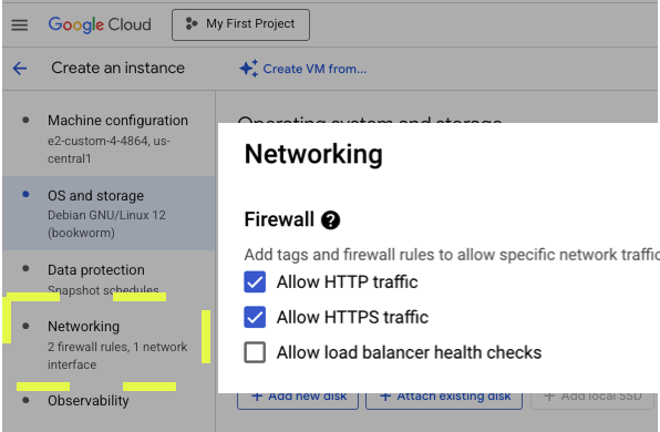 configure GCP machine 2vCPUs and 80GB