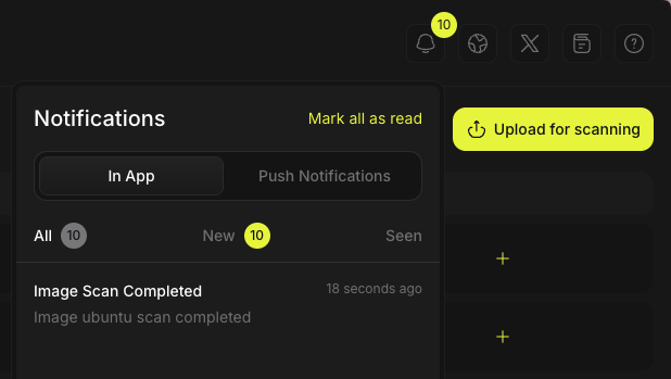 An in-app push notification for a completed NodeOps vulnerability scan