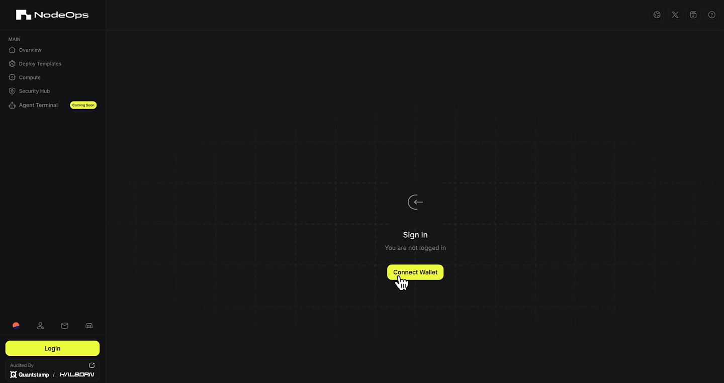 Select and pay for template from NodeOps Network Marketplace